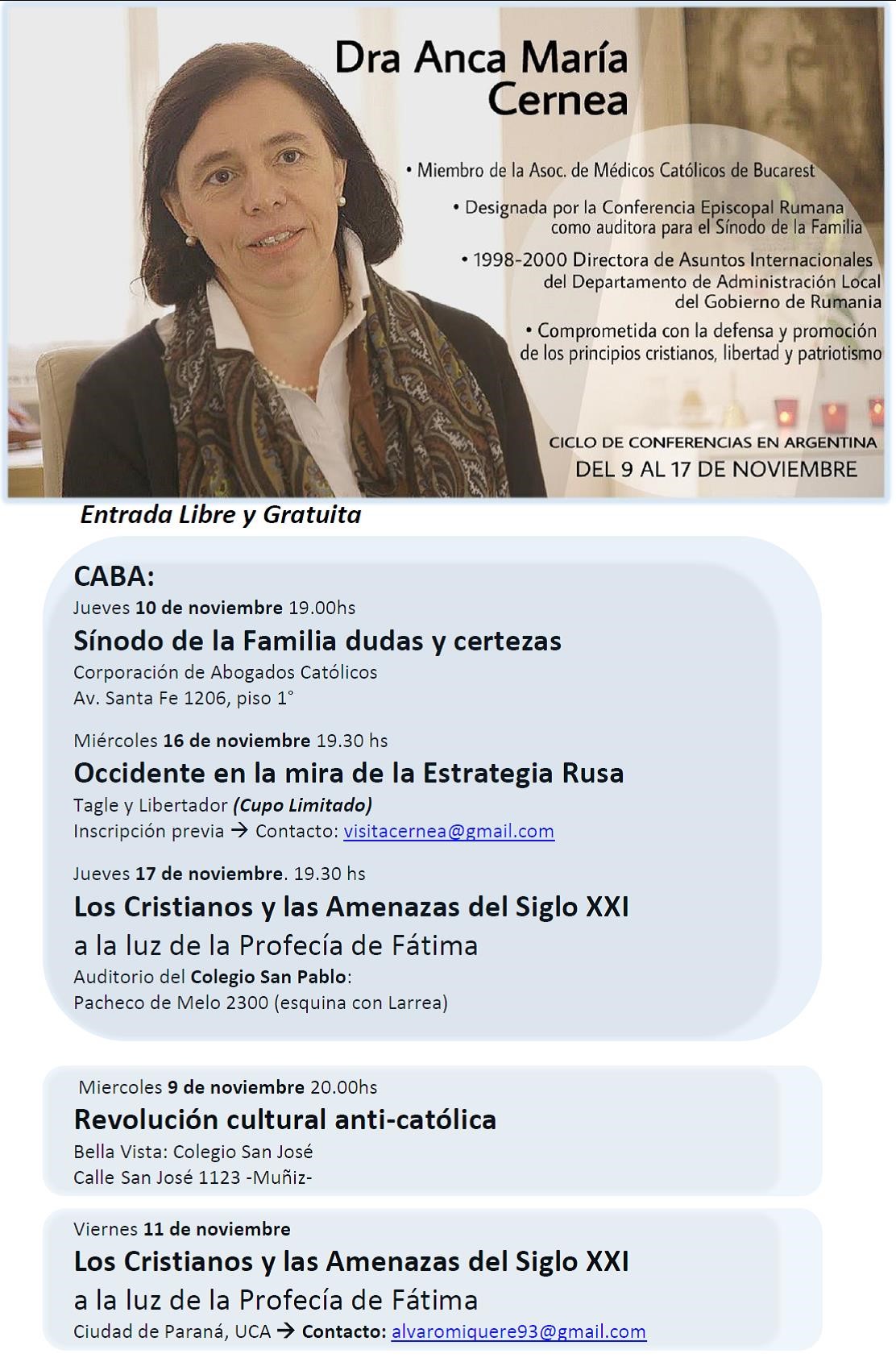 Dra. Anca María Cernea en Argentina