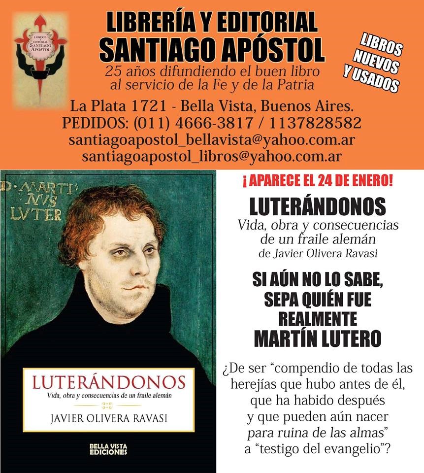 Libro sobre Lutero. Aparición de edición argentina y envíos al exterior