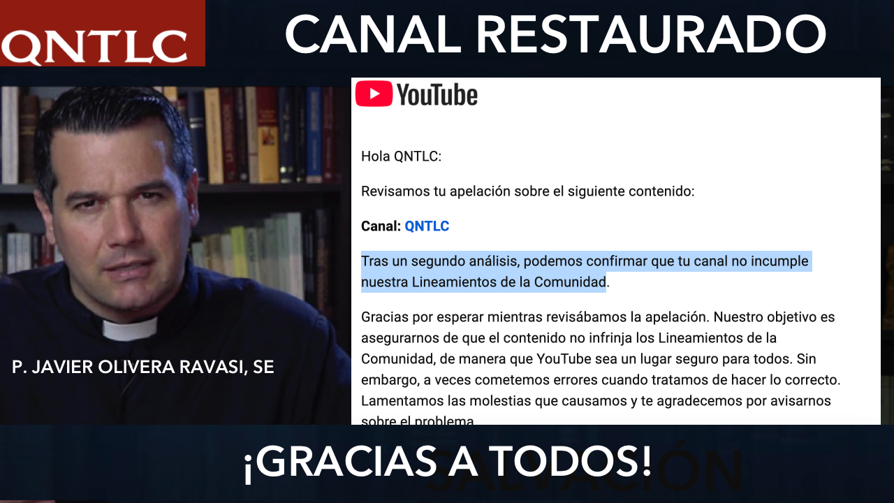 CANAL DE YOUTUBE RESTAURADO. ¡GRACIAS!